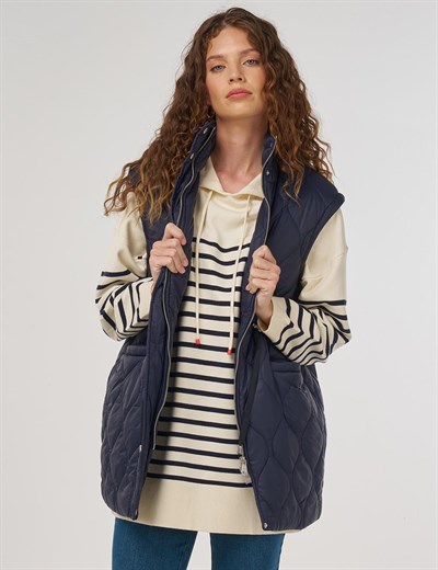 Dik Yaka Şişme Yelek Lacivert 20014