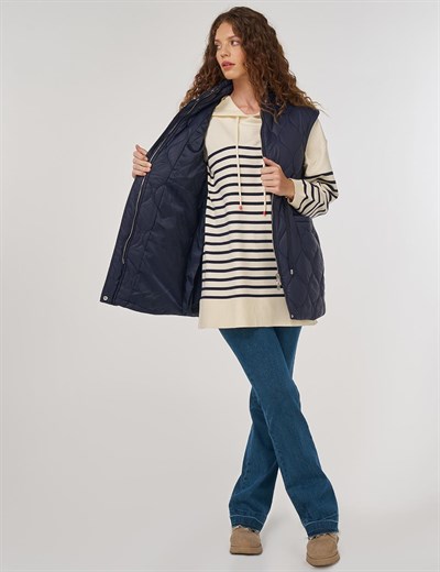 Dik Yaka Şişme Yelek Lacivert 20014