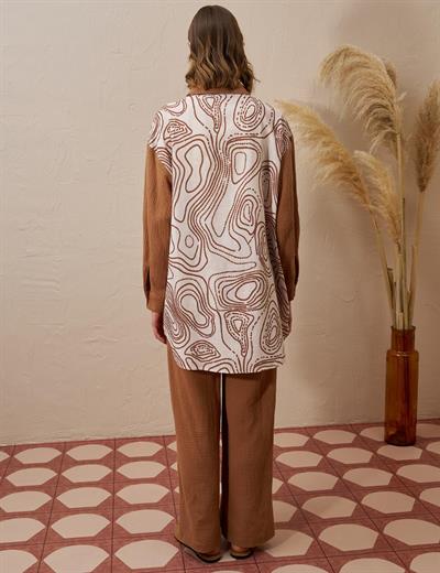 MÜSLİN GARNİLİ BASKILI TUNİK TÜTÜN 21167