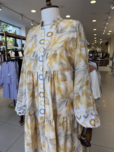 Çiçek Desenli Sarı Elbise 32363