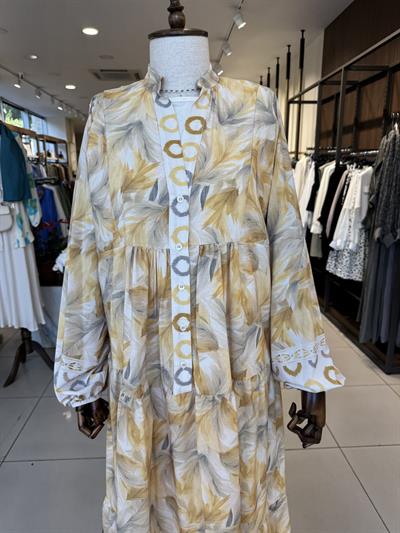 Çiçek Desenli Sarı Elbise 32363