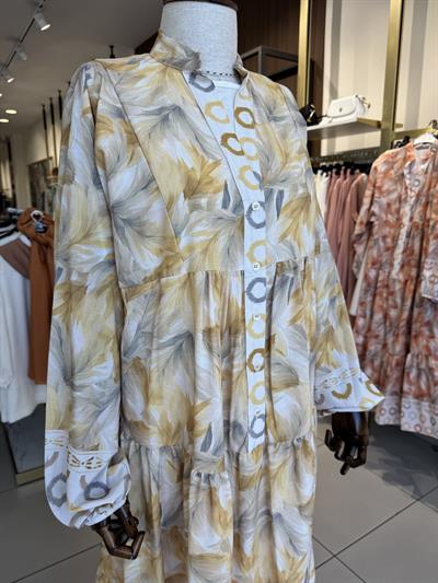 Çiçek Desenli Sarı Elbise 32363