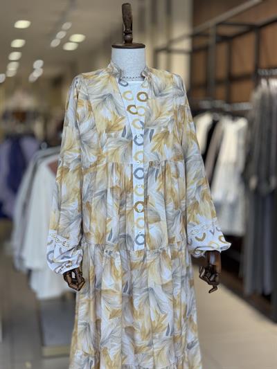 Çiçek Desenli Sarı Elbise 32363