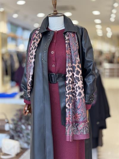 Düğme Detaylı Bordo Triko Takım 4110