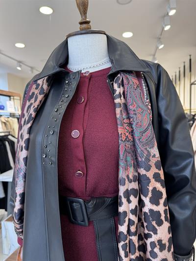 Düğme Detaylı Bordo Triko Takım 4110