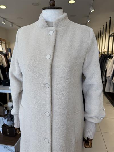 Düğme Detaylı Angora Bej Kaban 5010