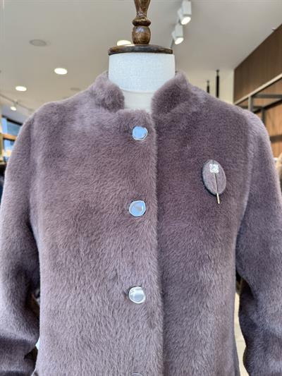 Düğme Detaylı Angora Kahve Kaban 5010