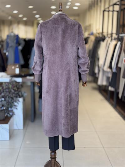 Düğme Detaylı Angora Kahve Kaban 5010