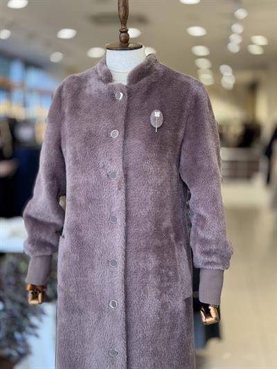 Düğme Detaylı Angora Kahve Kaban 5010