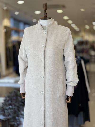 Düğme Detaylı Angora Bej Kaban 5010