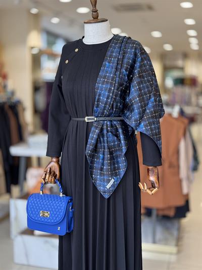 Kemer Detaylı Siyah Elbise 6411