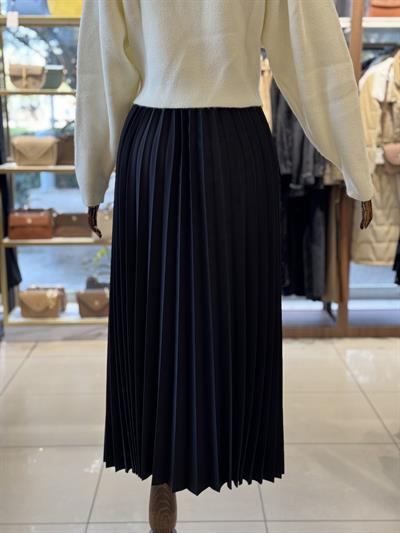 Piliseli Fermuar Detaylı Siyah Etek 7617