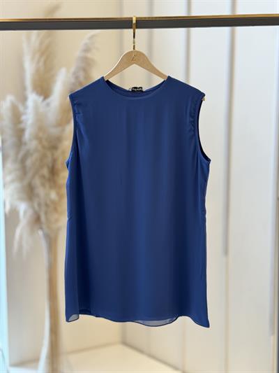 Önü Şifonlu Kolsuz İndigo İçlik 869