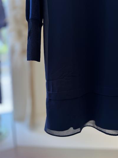 Şifonlu Düz Uzun Kol Lacivert İçlik 875