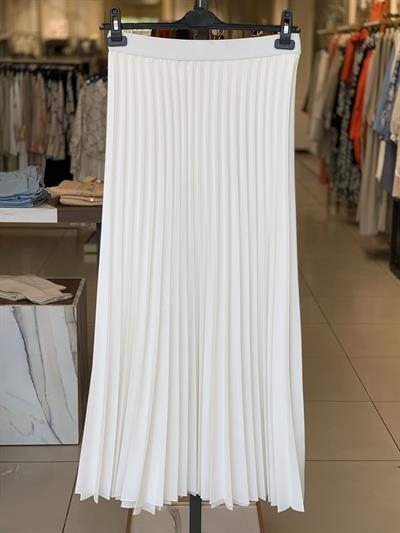 Krep Kumaş Ekru Piliseli Etek 8940