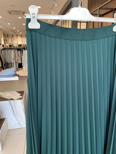 Krep Kumaş Zümrüt Piliseli Etek 8940