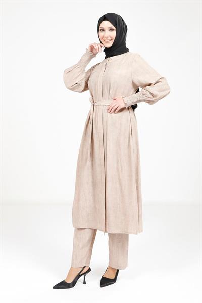 Kuşaklı Krem Alt Üst Takım 9278