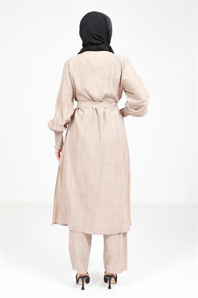 Kuşaklı Krem Alt Üst Takım 9278