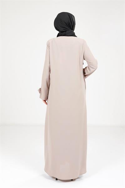 Düğme Detaylı Füme Ferace 9288