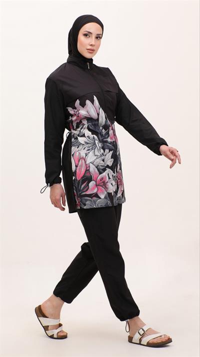 9909 ÇİÇEKLİ NANOTEX TESETTÜR MAYO