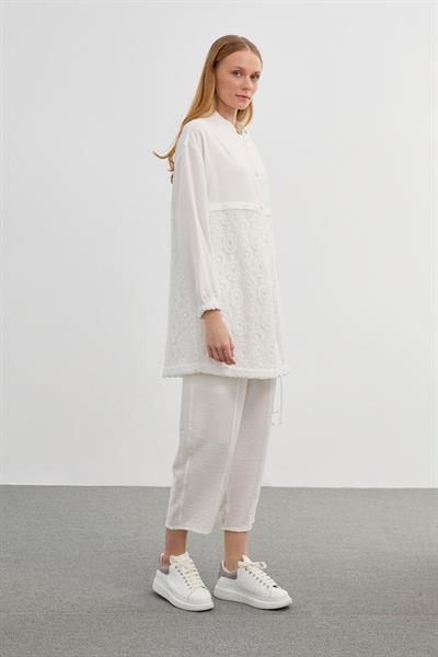 İşlemeli Ekru Ceket C-0094