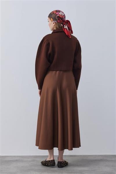 Çıtçıt Detaylı Kahve Triko Hırka 4139