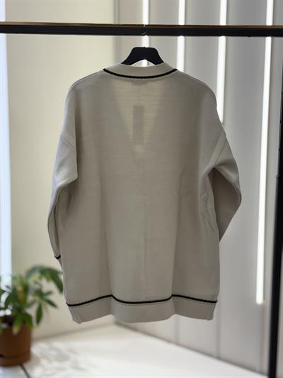 Düğme Detaylı Bej Triko Hırka 3086