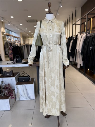 Jakar Desenli Gold Elbise 0547