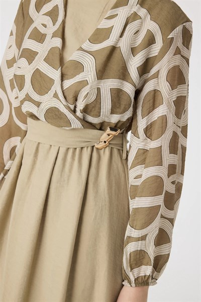 Vizon Desenli Uzun Elbise 0573