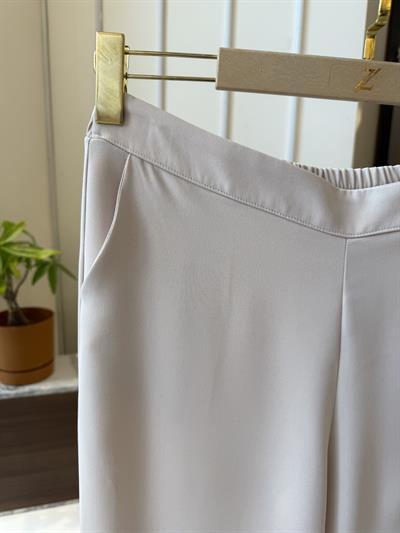 Esilastore Bol Paça Bej Kumaş Pantolon