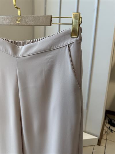 Esilastore Bol Paça Bej Kumaş Pantolon