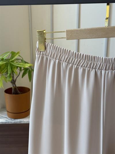 Esilastore Bol Paça Bej Kumaş Pantolon