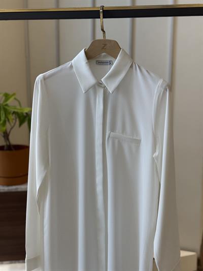 Esilastore Gizli Düğme Detaylı Tunik Ekru