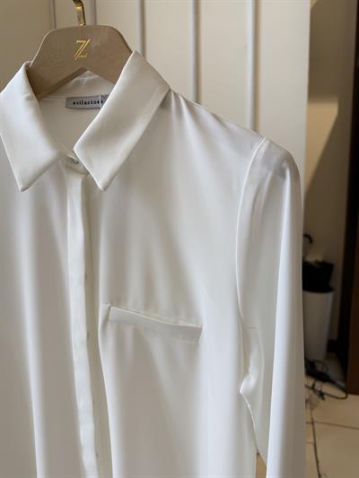 Esilastore Gizli Düğme Detaylı Tunik Ekru