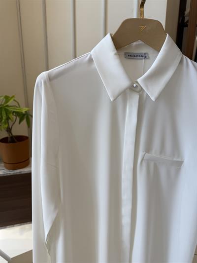 Esilastore Gizli Düğme Detaylı Tunik Ekru