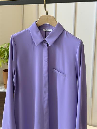 Esilastore Gizli Düğme Detaylı Tunik Lila