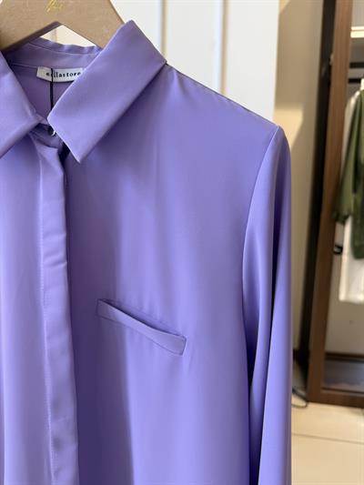 Esilastore Gizli Düğme Detaylı Tunik Lila