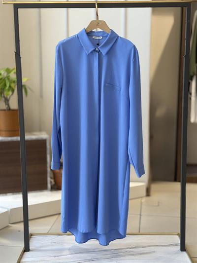 Esilastore Gizli Düğme Detaylı Tunik Mavi