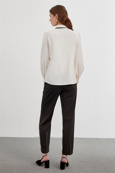 Uzun Kollu Düz Ekru Gömlek G-0060