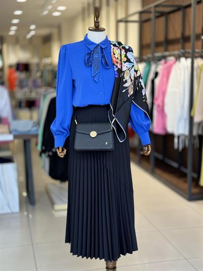 Uzun Kollu Düz Saks Gömlek G-0060