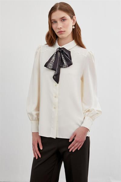 Uzun Kollu Düz Ekru Gömlek G-0060