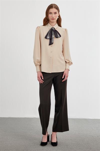 Uzun Kollu Düz Bej Gömlek G-0060