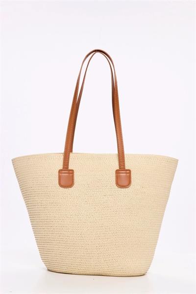 3120 DERİ SAPLI HASIR ÇANTA