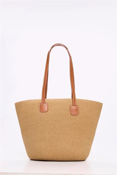 3120 DERİ SAPLI HASIR ÇANTA