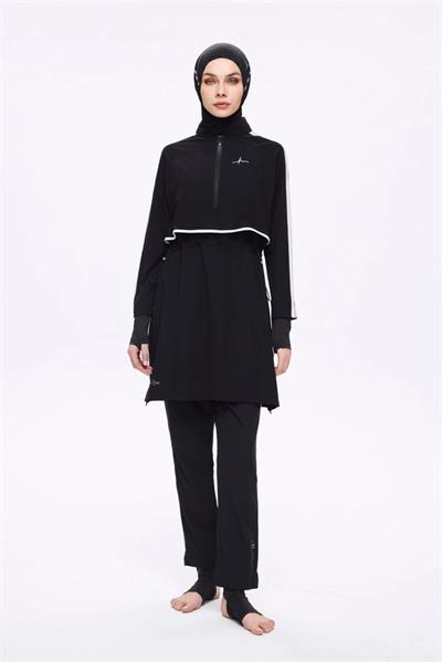 Haşema Esila H-Per Siyah 6 Parça Tam Tesettür Mayo Takımı 3125