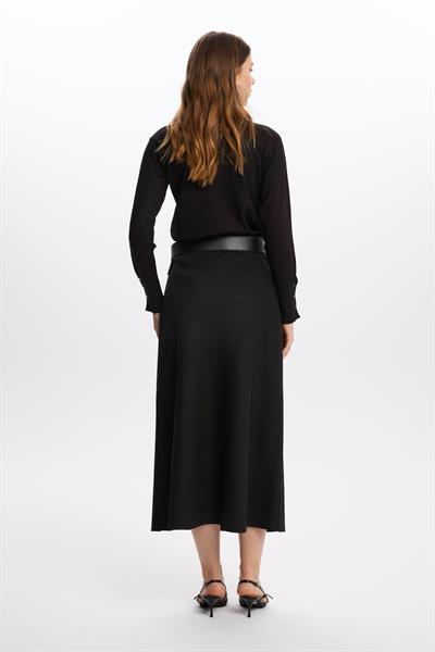 Şerit Detaylı Bej Etek 0165