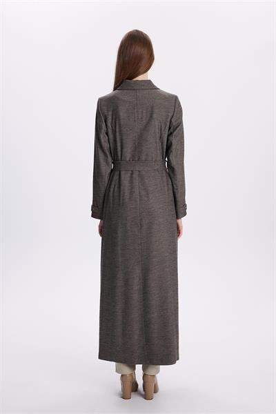 Kemerli Deri Detaylı Vizon Pardesü 13585