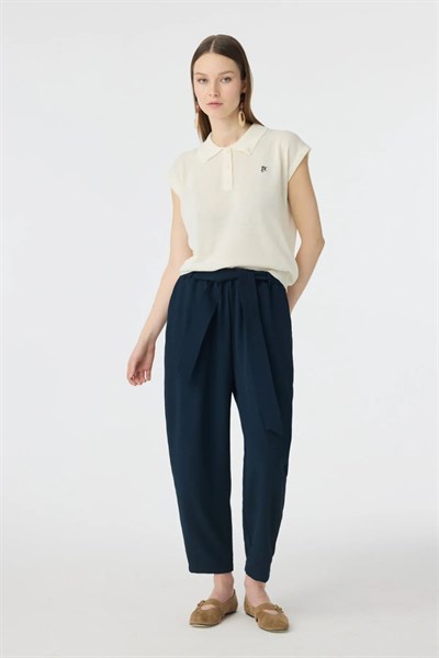 Bağlamalı Havuç Pantolon Lacivert 0268