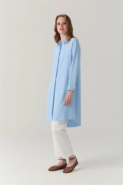 Gizli Patlı Asimetrik Tunik Buz Mavisi Tunik 0767