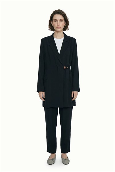 Blazer Yaka Aksesuar Detaylı Takım Lacivert Takım 1952